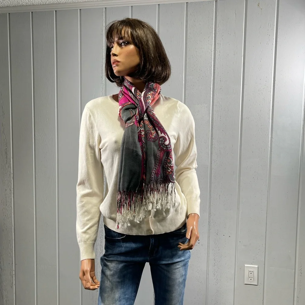 *Women's Hot Pink Floral Paisley Shawl Scarf